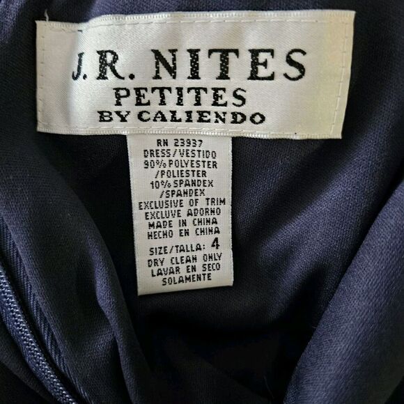 JR NITES by CALIENDO Womens Blue Evening Occasion Velvet Velour Dress - 4P - Picture 7 of 8